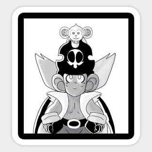 zack and wiki black and white version Sticker